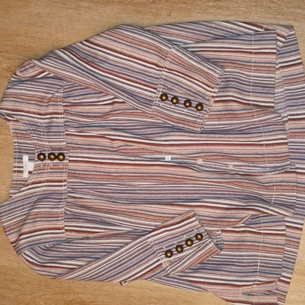 Dressbarn Woman Striped Button-Detail Top
